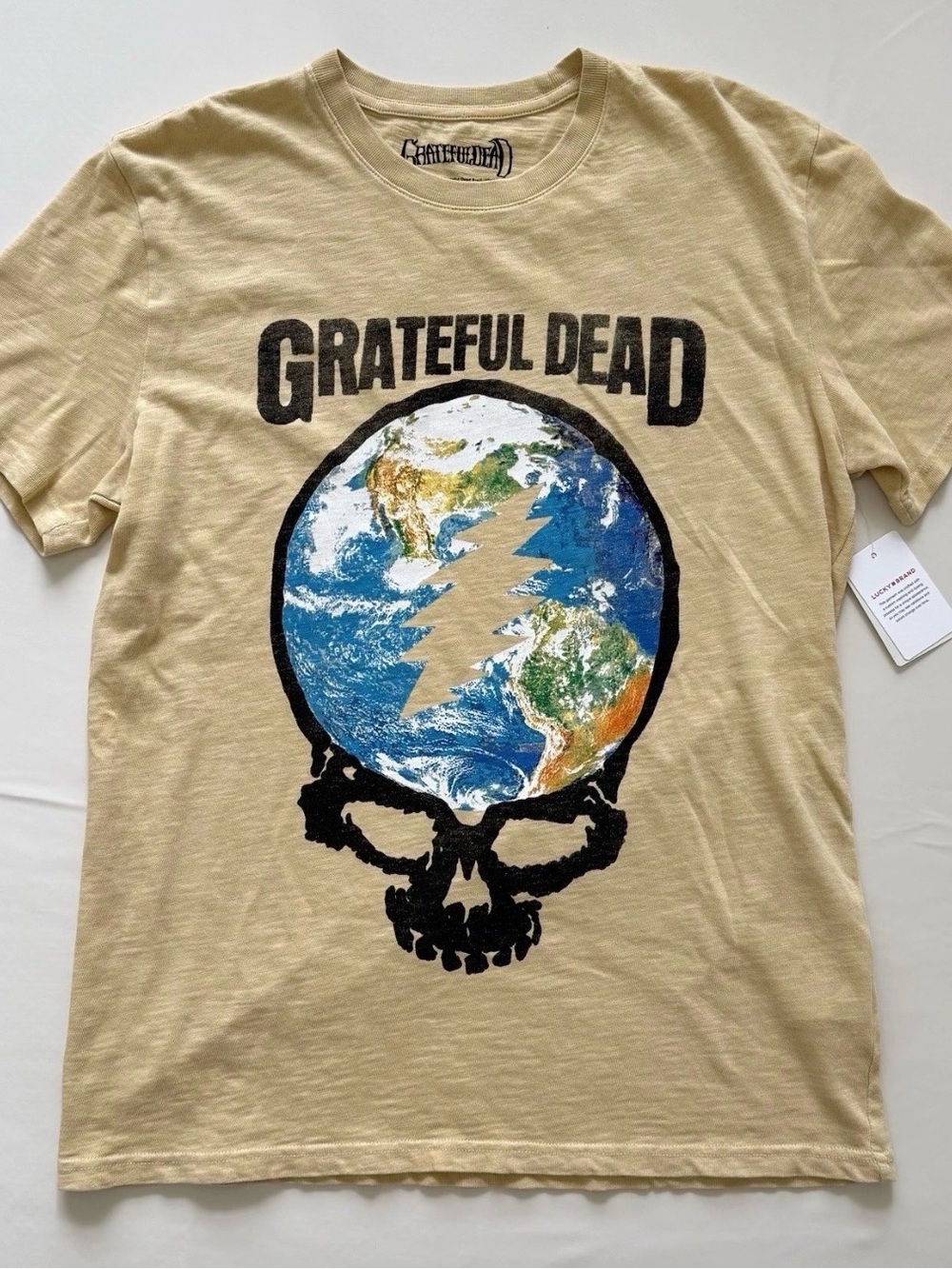 Lucky Brand x Grateful Dead Earth Skull Graphic Tee - Beige - Short Sleeve - NWT